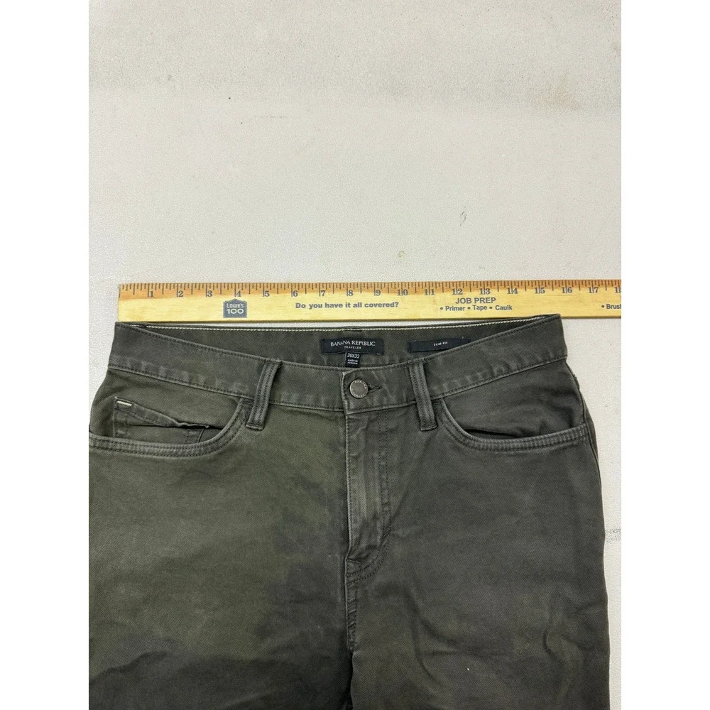 Banana Republic Traveler Pants Mens 30x32 Slim Fit Olive Green 5 Pocket Chino
